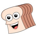 Delicious happy faced white bread ready to eat, doodle icon image kawaii Royalty Free Stock Photo