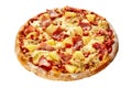 Delicious Hawaiian pizza with ham and pineapple Royalty Free Stock Photo