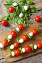 Delicious healthy antipasti snack caprese, skewers