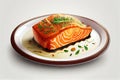 delicious healthy baked salmon steak - generative AI