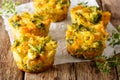 Delicious and healthy broccoli bites with cheddar cheese, egg an Royalty Free Stock Photo