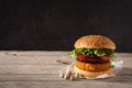 Delicious healthy chickpea burger. Alternative diet. Veganism food concept