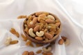 Delicious and healthy mixed dried fruit, nuts and seeds Royalty Free Stock Photo
