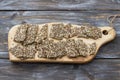 Delicious healthy multigrain gluten-free crackers, ketogenic, from chia seeds, flax, sesame and ground pumpkin seeds Royalty Free Stock Photo