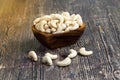 cashew nuts in a heart-shaped plate Royalty Free Stock Photo