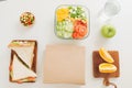 Delicious and healthy school lunch with paper bag Royalty Free Stock Photo