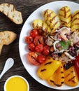 Delicious healthy seafood salad with veggies Royalty Free Stock Photo