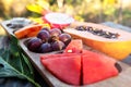 Delicious healthy tropical fruit breakfast.