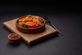 Delicious healthy vegetables steamed carrots, broccoli, asparagus beans and peppers Royalty Free Stock Photo