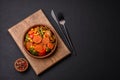 Delicious healthy vegetables steamed carrots, broccoli, asparagus beans and peppers Royalty Free Stock Photo