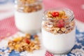 Delicious and healthy yogurt with granola