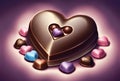 Delicious Heart Shape Chocolate with Taffy Toppings Generative AI
