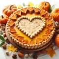 Delicious heart shape pumpkin pie on white background ai generated Royalty Free Stock Photo