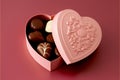 Delicious Heart-Shaped Box of chocolate on a pink Background Royalty Free Stock Photo