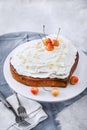 Heart shaped vanilla and cream Three milk cake