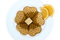 Delicious Heart Shaped Waffles For Breakfast Royalty Free Stock Photo