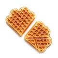 Delicious heart-shaped waffles with classic grid pattern and triangular waffle pieces Royalty Free Stock Photo