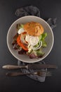 Delicious home made hamburger served on a plate