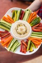 Delicious home made hummus and vegetables sticks Royalty Free Stock Photo