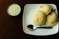 Rava idli with chutney on the table Royalty Free Stock Photo