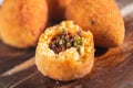 Delicious home made rice balls  from Sicily, called Arancine Royalty Free Stock Photo