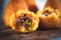 Delicious home made rice balls  from Sicily, called Arancine Royalty Free Stock Photo