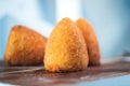 Delicious home made rice balls  from Sicily, called Arancine Royalty Free Stock Photo