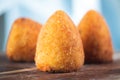 Delicious home made rice balls  from Sicily, called Arancine Royalty Free Stock Photo