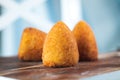 Delicious home made rice balls  from Sicily, called Arancine Royalty Free Stock Photo