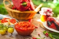 Delicious homemade Ajvar in glass bowl Royalty Free Stock Photo