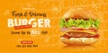 Delicious homemade beef burger banner ads Royalty Free Stock Photo