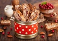 Delicious homemade Biscotti with almond, walnuts and cranberry Royalty Free Stock Photo