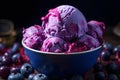 Delicious homemade blueberry ice cream.