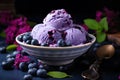 Delicious homemade blueberry ice cream.