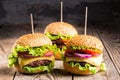 Delicious homemade burgers with beef