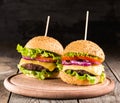Delicious homemade burgers with beef Royalty Free Stock Photo