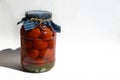 homemade canned blanks. pickled tomatoes, appetizer, canned vegetables. background for the design.
