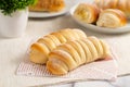 Caterpillar bread laid on napkin