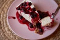 Delicious homemade cheesecake served as dessert in an elegant Italian restaurant. Food concept