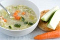 Delicious Homemade Chicken, Zucchini and Carrot Soup Royalty Free Stock Photo