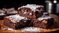 Delicious Homemade Chocolate Brownies With Powdered Sugar