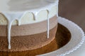 Delicious homemade chocolate marble birthday cake decorated with Royalty Free Stock Photo