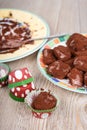 Delicious homemade chocolate truffle praline Royalty Free Stock Photo