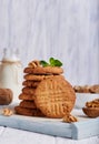 Delicious homemade crispy cookies with walnuts. Served with bottle of milk.