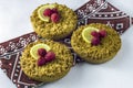 Delicious homemade crumbly shortbread cokies with raspberries