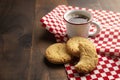 Delicious homemade crunchy cookies and espresso