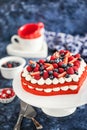 Delicious homemade heart shaped red velvet cake decorated Royalty Free Stock Photo