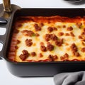 Delicious homemade Italian Lasagna, minced beef bolognese sauce, hot tasty Lasagna with cheese Royalty Free Stock Photo