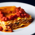 Delicious homemade Italian Lasagna, minced beef bolognese sauce, hot tasty Lasagna with cheese Royalty Free Stock Photo