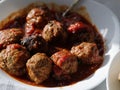 Delicious homemade meat balls in tomato sauce. Royalty Free Stock Photo